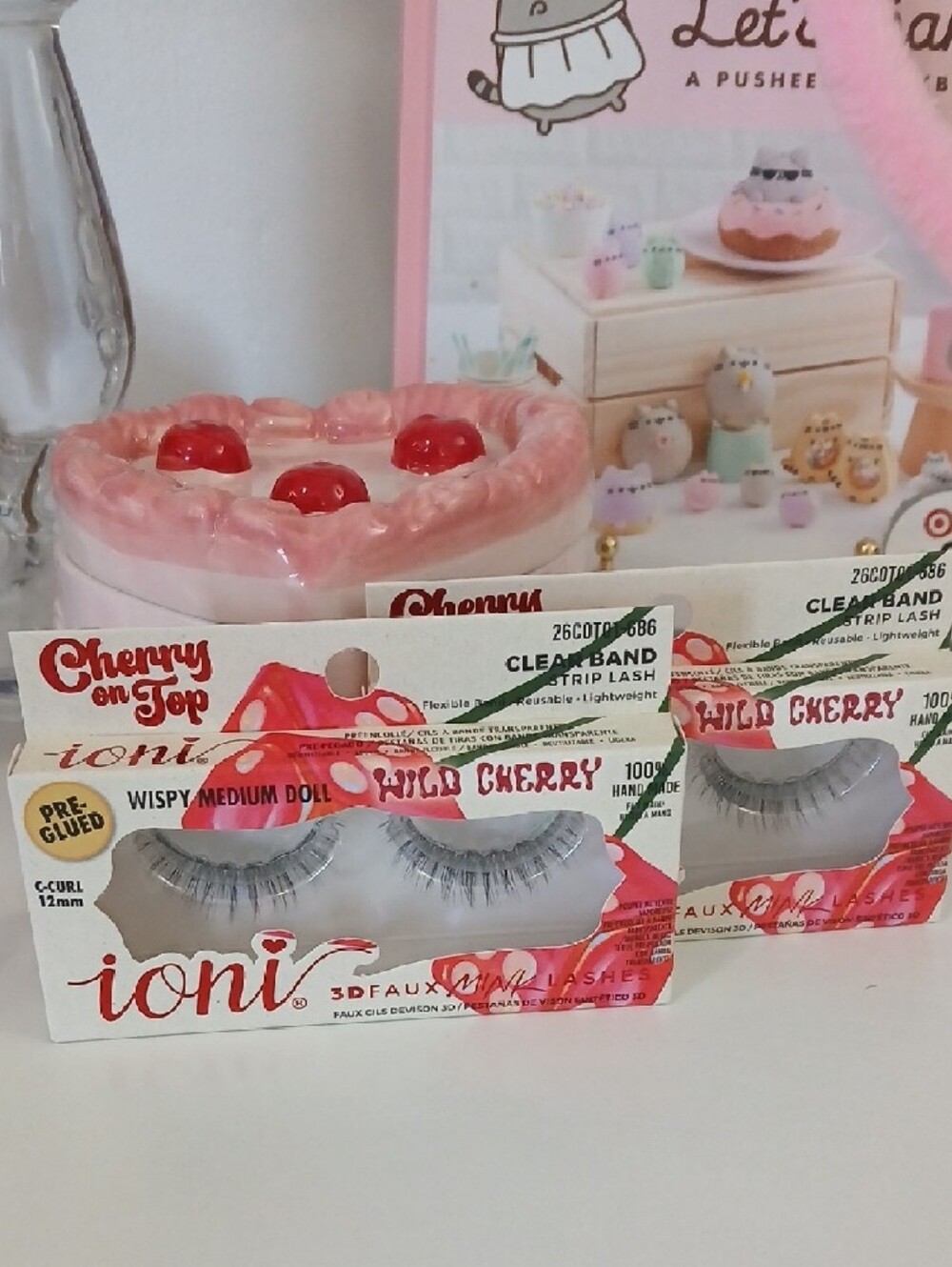 ioni Wild Cherry False Eyelashes - Black Pre Glued Set Of 2 Faux Mink - Picture 3 of 5